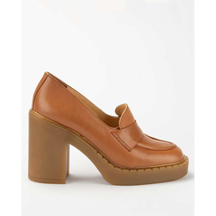 Red leather pumps on a thick sole