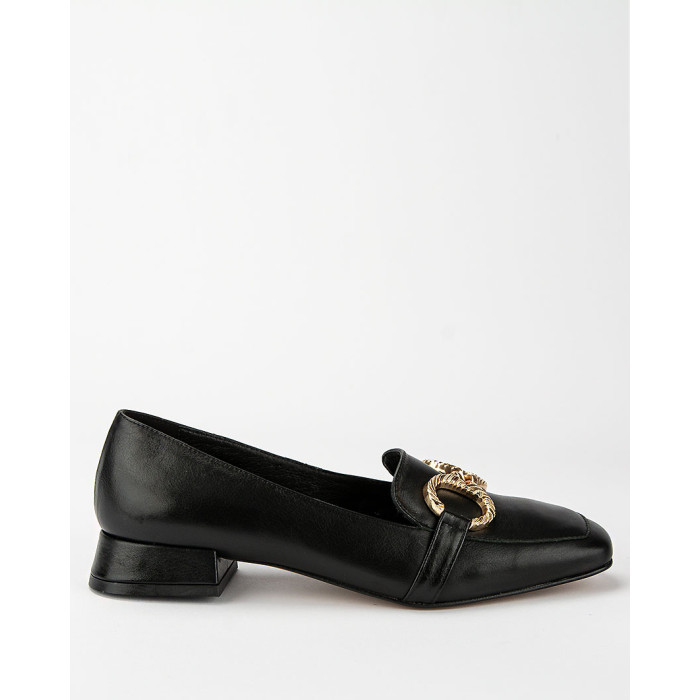 Czarne mokasyny skórzane na niskim obcasie BOTIMO