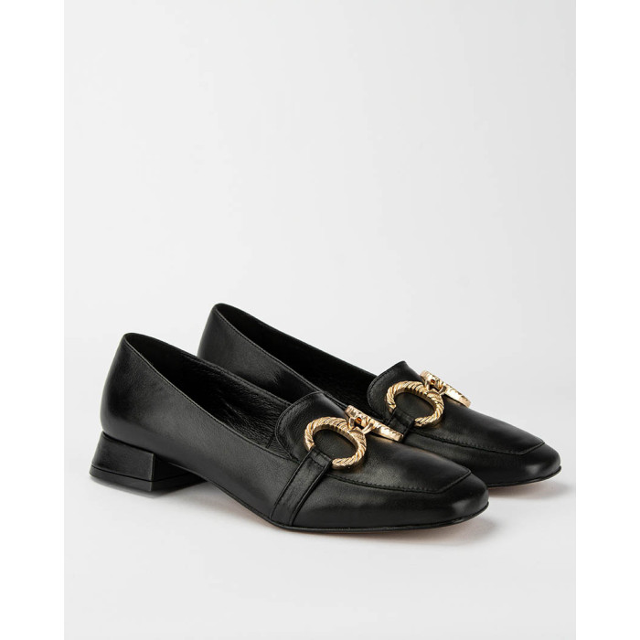 Black leather moccasins with low heel BOTIMO