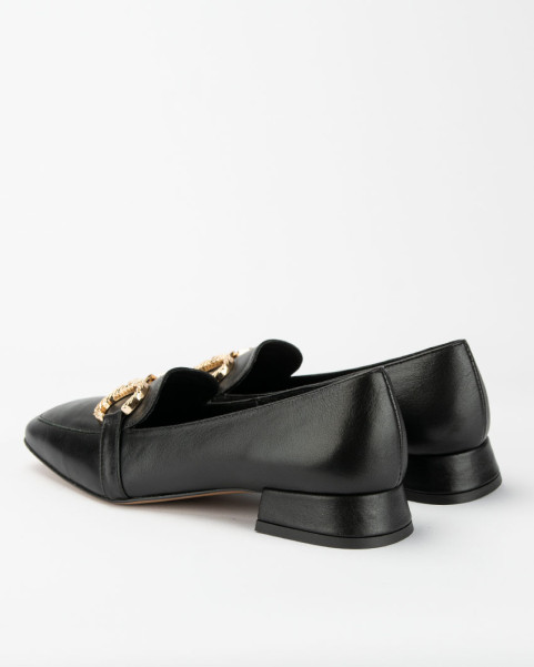 Black leather moccasins with low heel BOTIMO