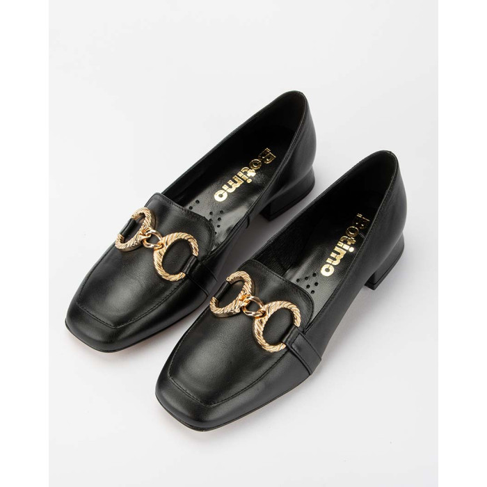 Black leather moccasins with low heel BOTIMO