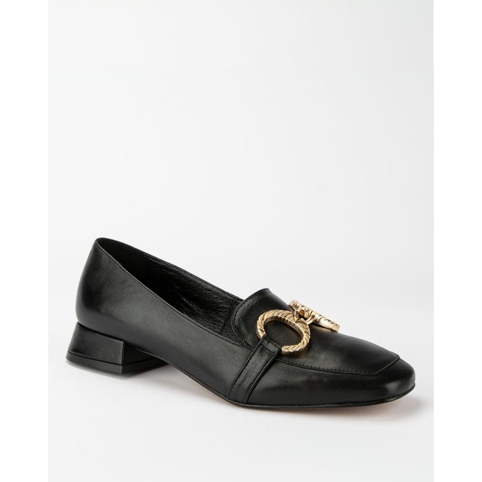 Black leather moccasins with low heel BOTIMO