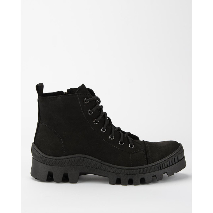 Black nubuck platform boots