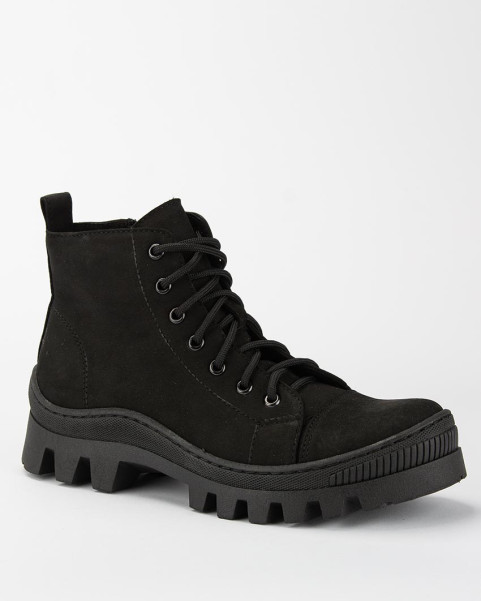 Black nubuck platform boots