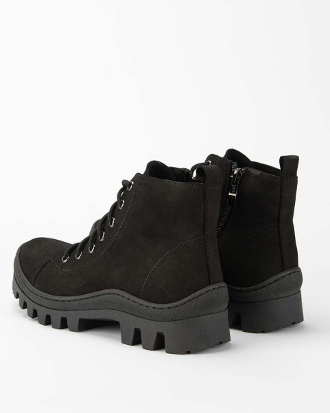 Black nubuck platform boots