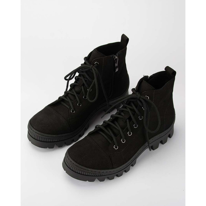 Black nubuck platform boots