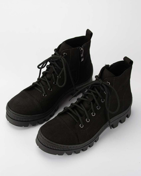 Black nubuck platform boots