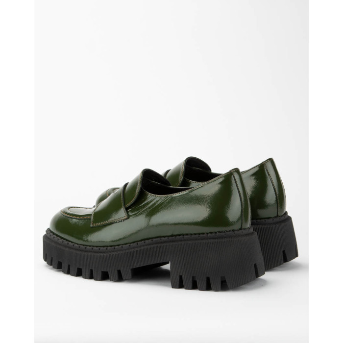 Green leather moccasin on platform BOTIMO