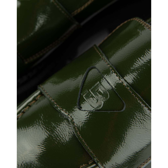 Green leather moccasin on platform BOTIMO