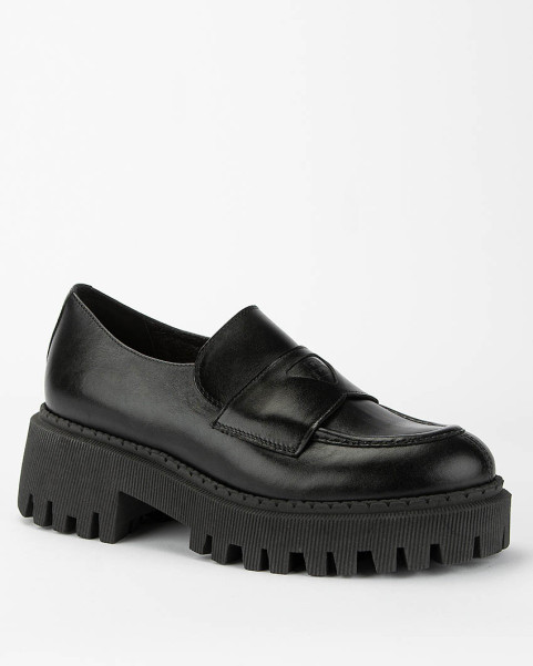 Black leather moccasin with...