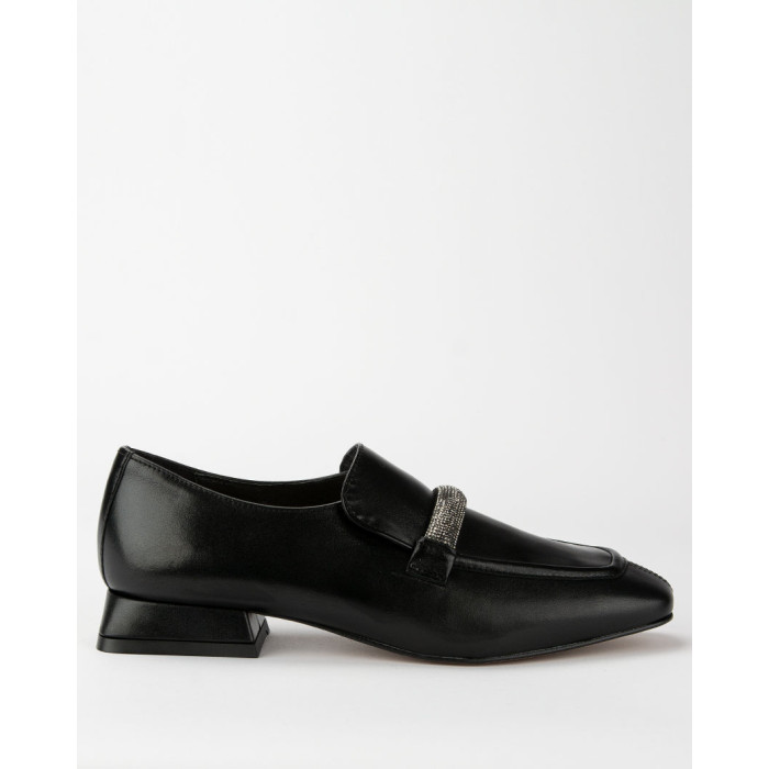 Black leather moccasins with low heel BOTIMO