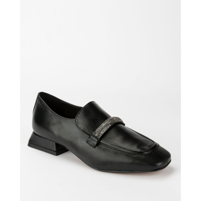 Black leather moccasins with low heel BOTIMO