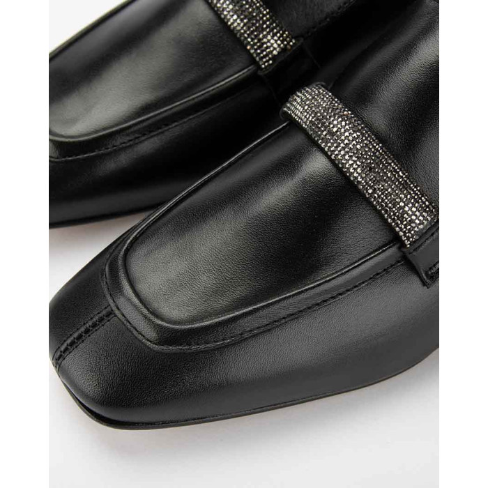 Black leather moccasins with low heel BOTIMO