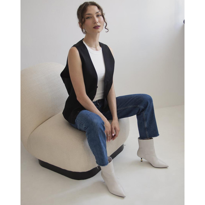 White boots on 4cm heel natural leather BOTIMO