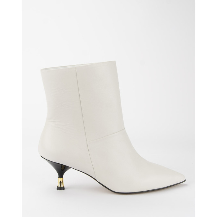 Białe botki na 4 cm obcasie skóra naturalna BOTIMO
