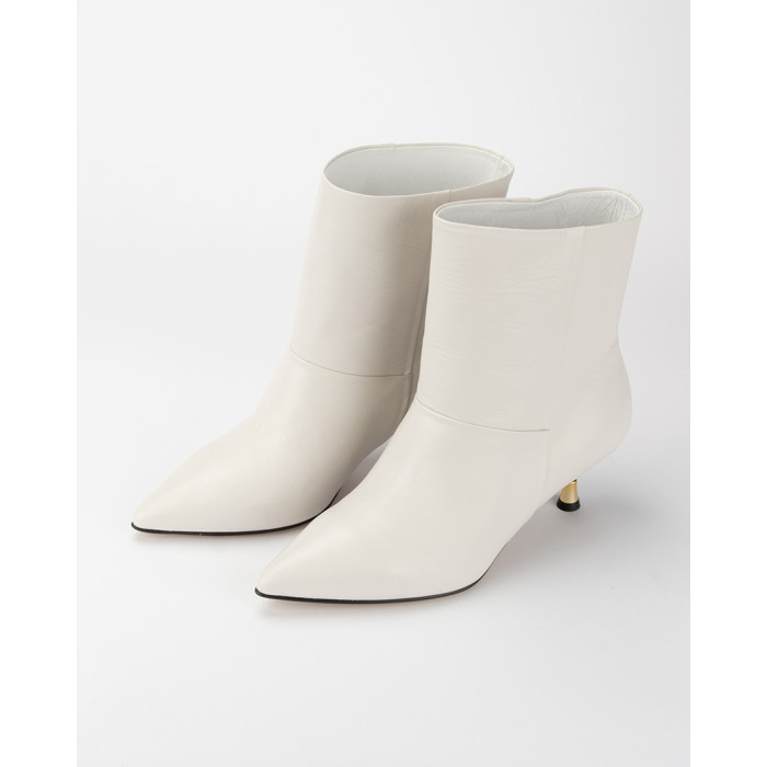 White boots on 4cm heel natural leather BOTIMO