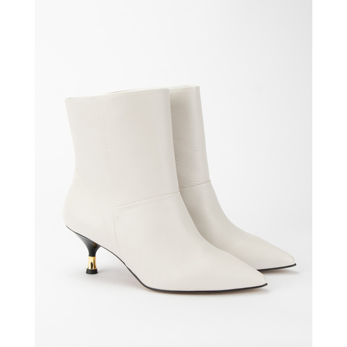 White boots on 4cm heel natural leather BOTIMO