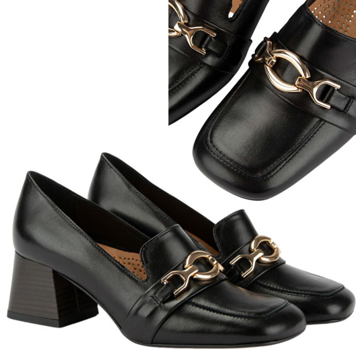 Black leather pumps with 5.5cm heel