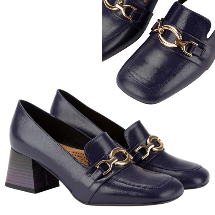 Plum leather pumps with 5.5cm heel