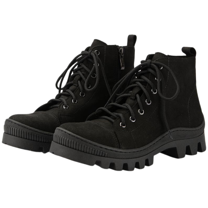 Black nubuck platform boots