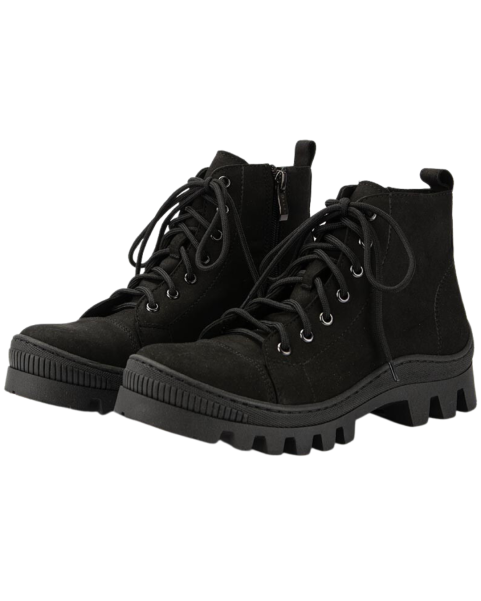 Black nubuck platform boots