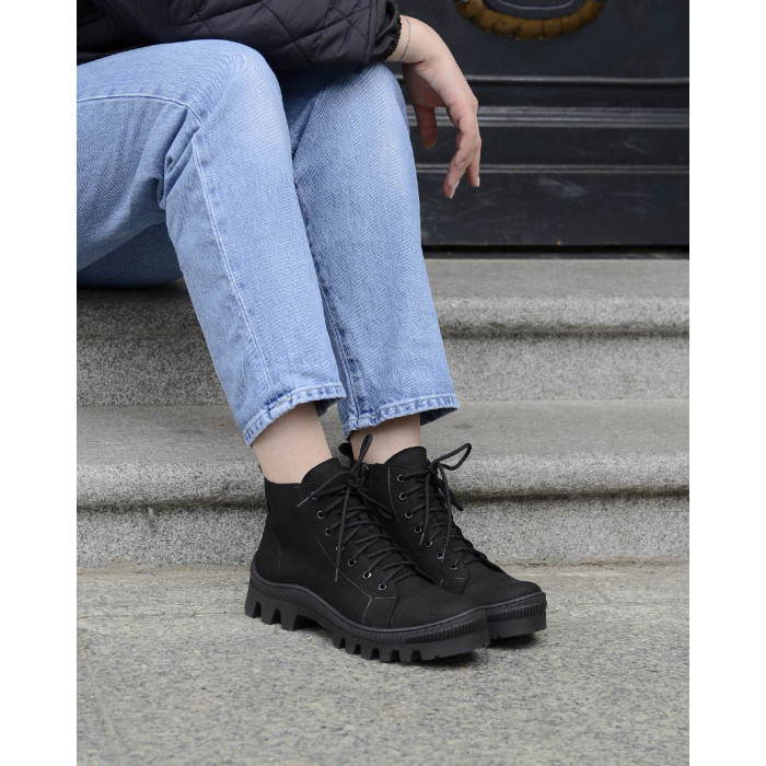 Black nubuck platform boots