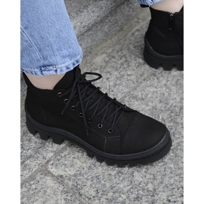 Black nubuck platform boots