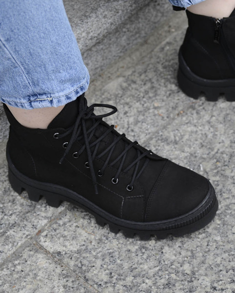 Black nubuck platform boots