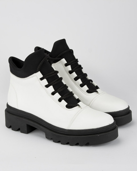 White leather boots