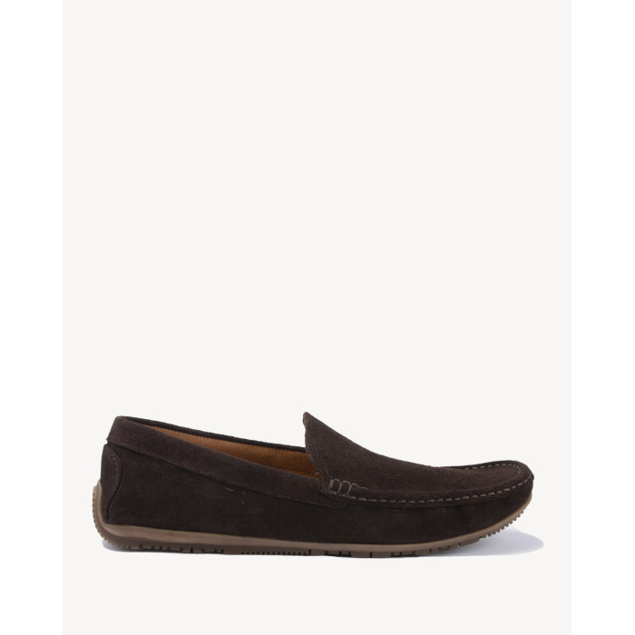 Brown men's moccasins velour leather