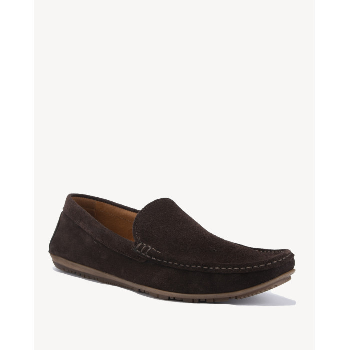Brown men's moccasins velour leather