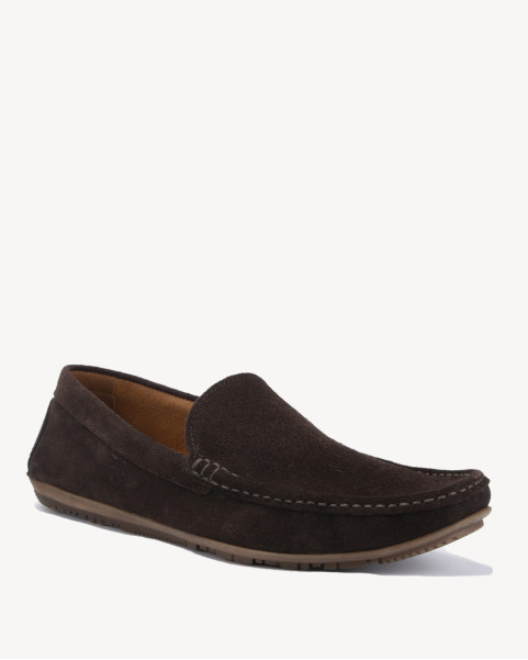 Brown men's moccasins velour leather