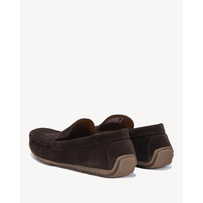 Brown men's moccasins velour leather