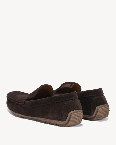 Brown men's moccasins velour leather