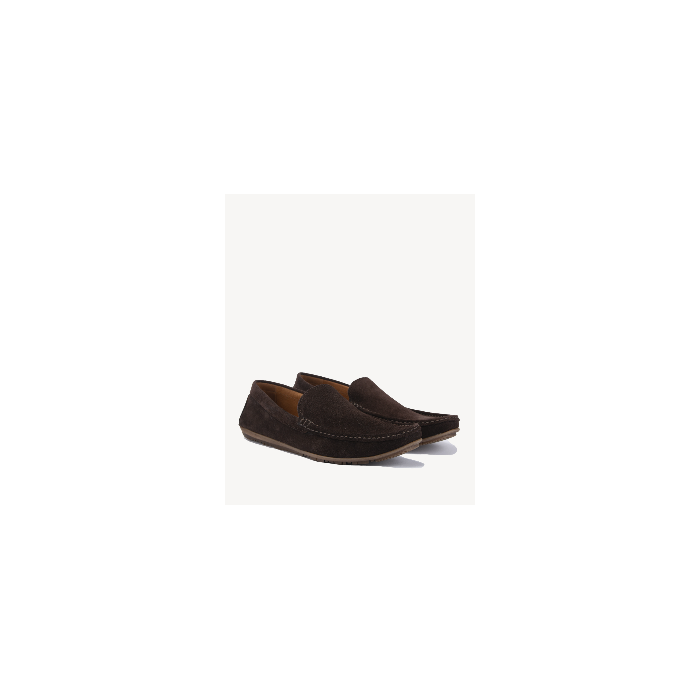 Brown men's moccasins velour leather