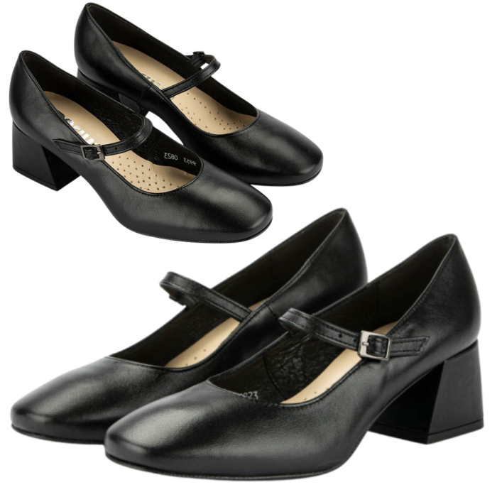 Black leather pumps with 4.5 cm heel
