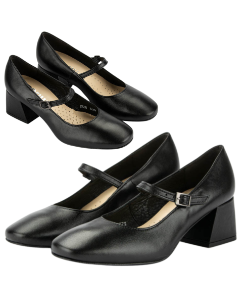 Black leather pumps with 4.5 cm heel