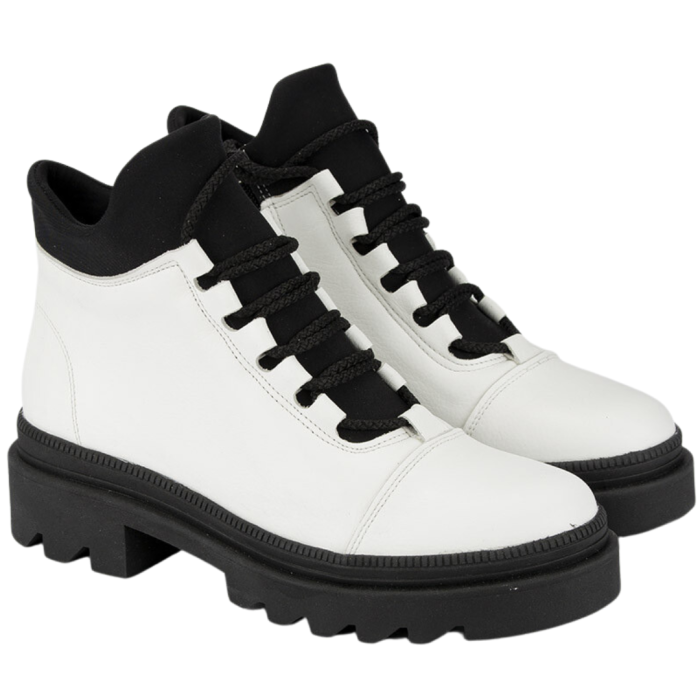 White leather boots