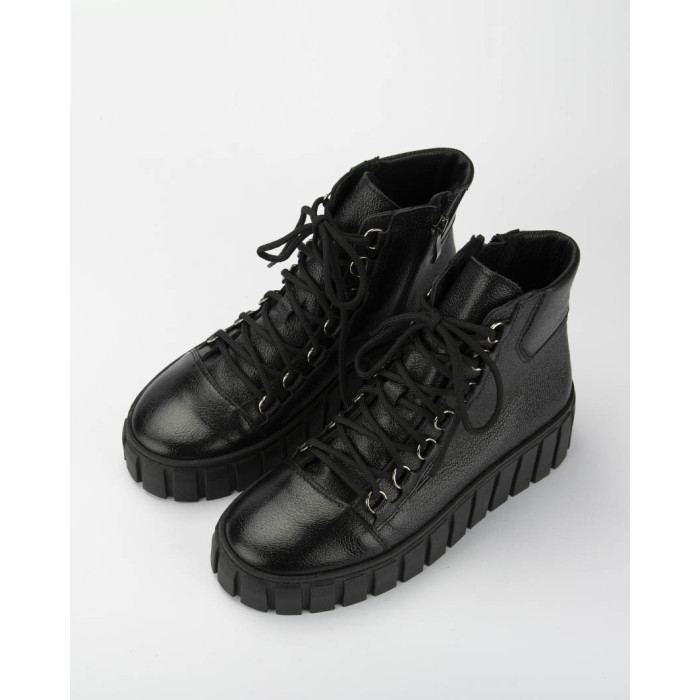 Czarne, ocieplane trampki skórzane BOTIMO