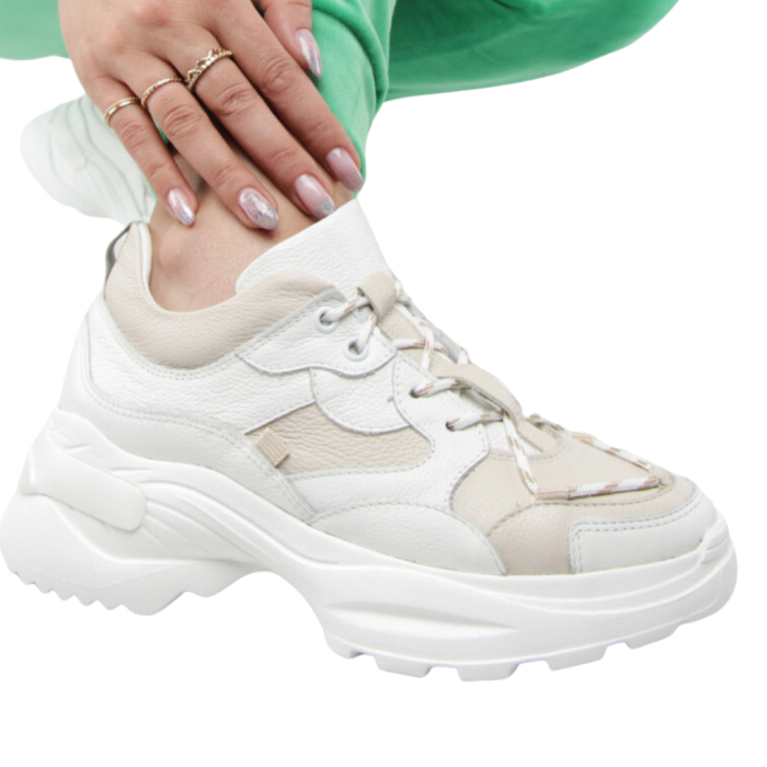 Beżowe sneakersy skórzane BOTIMO