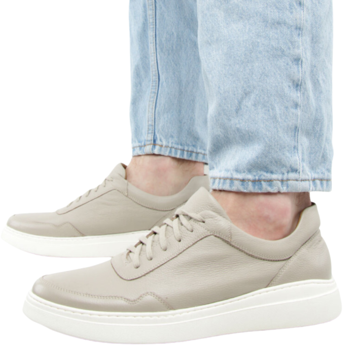 Szare trampki ze skóry licowej