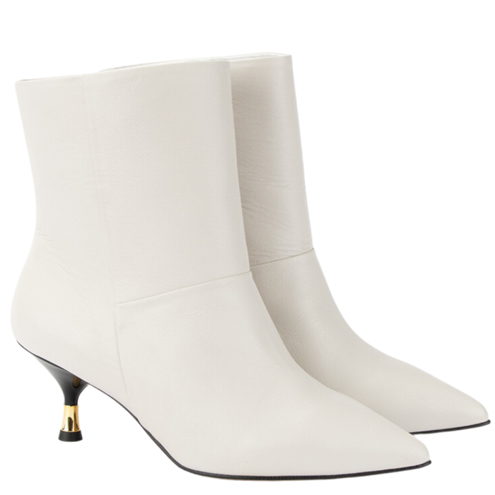 White boots on 4cm heel natural leather BOTIMO