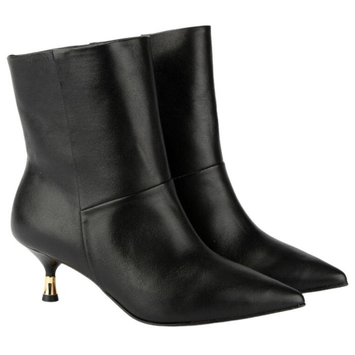 Czarne botki na 4 cm obcasie skóra licowa BOTIMO