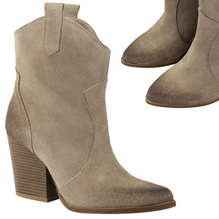 Beżowe kowbojki na klocku