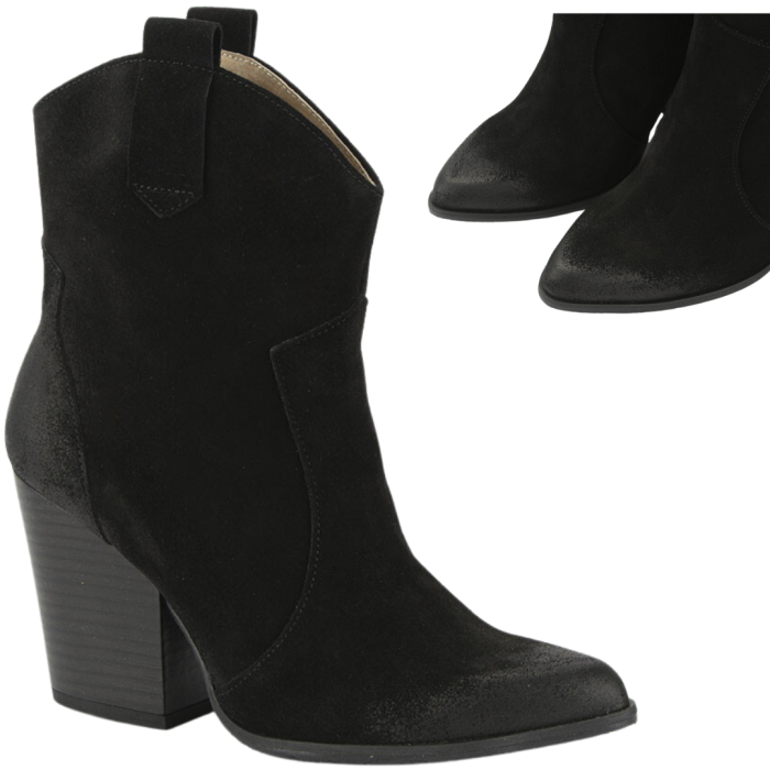 Czarne kowbojki na klocku