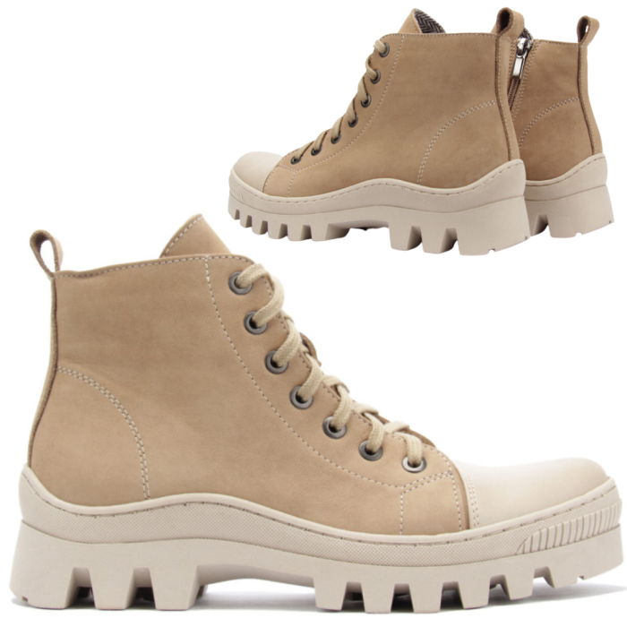 Beżowe botki nubukowe