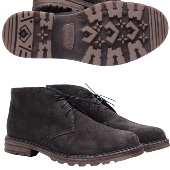 Szare Kozaki Męskie skóra welurowa