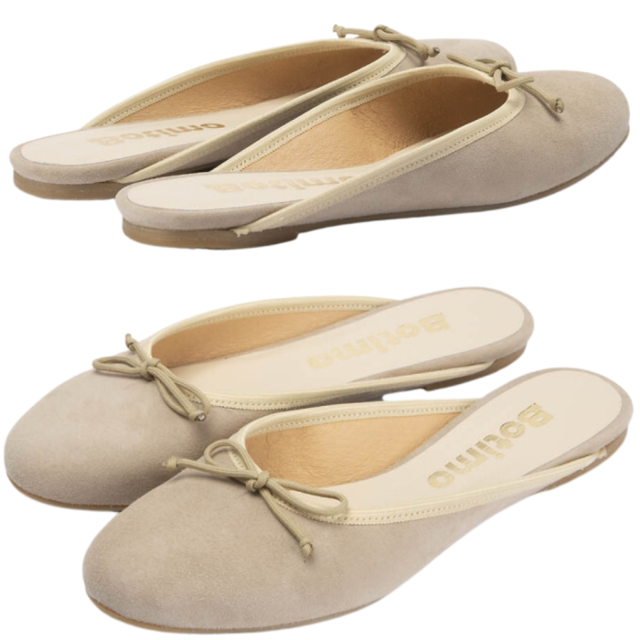 Beige suede flip-flops with built-in front