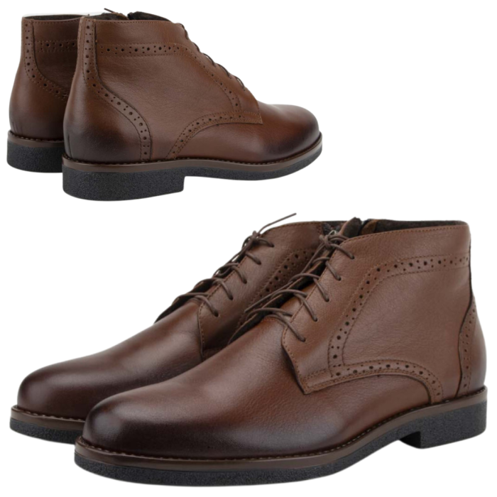 Brown Men's full grain leather boots