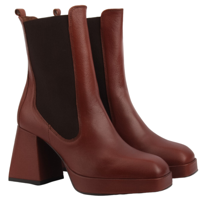 Brown leather heeled boots BOTIMO